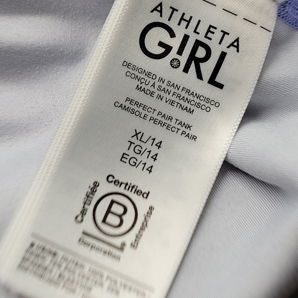 Athleta Girl Perfect Pair Tank   Shoreline Shibori Enchanted Blue Size XL/14 - Picture 10 of 12